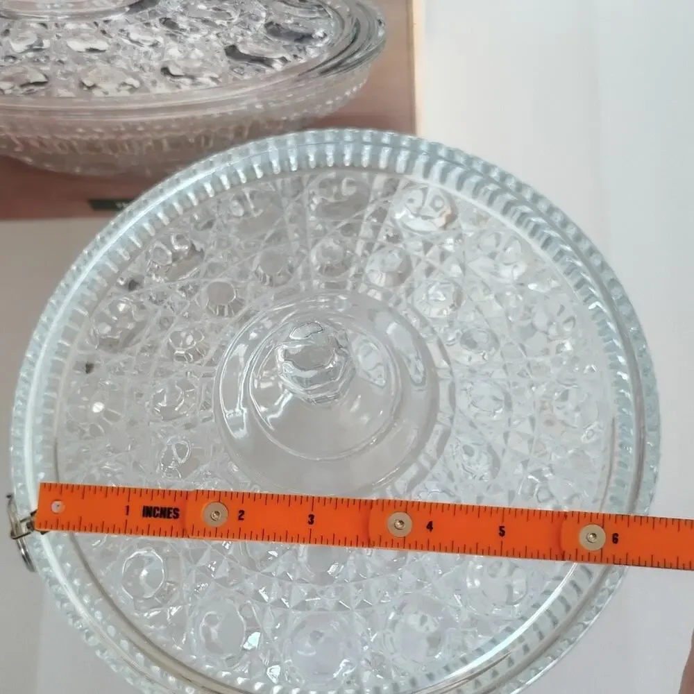 Indiana Glass Windsor Button Clear Glass Candy Dish Box Decorative Hometrends US